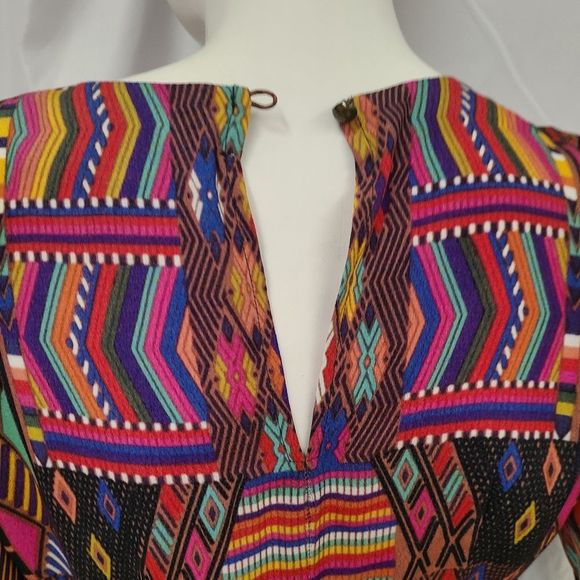Cynthia Vincent Boho Tribal Print Mini Dress size XS - Picture 8 of 8